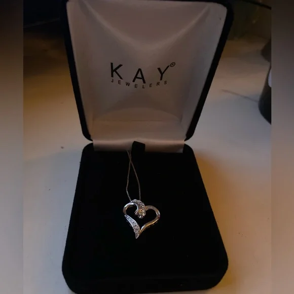 Heart Diamond Sterling Silver Necklace - Picture 2 of 5